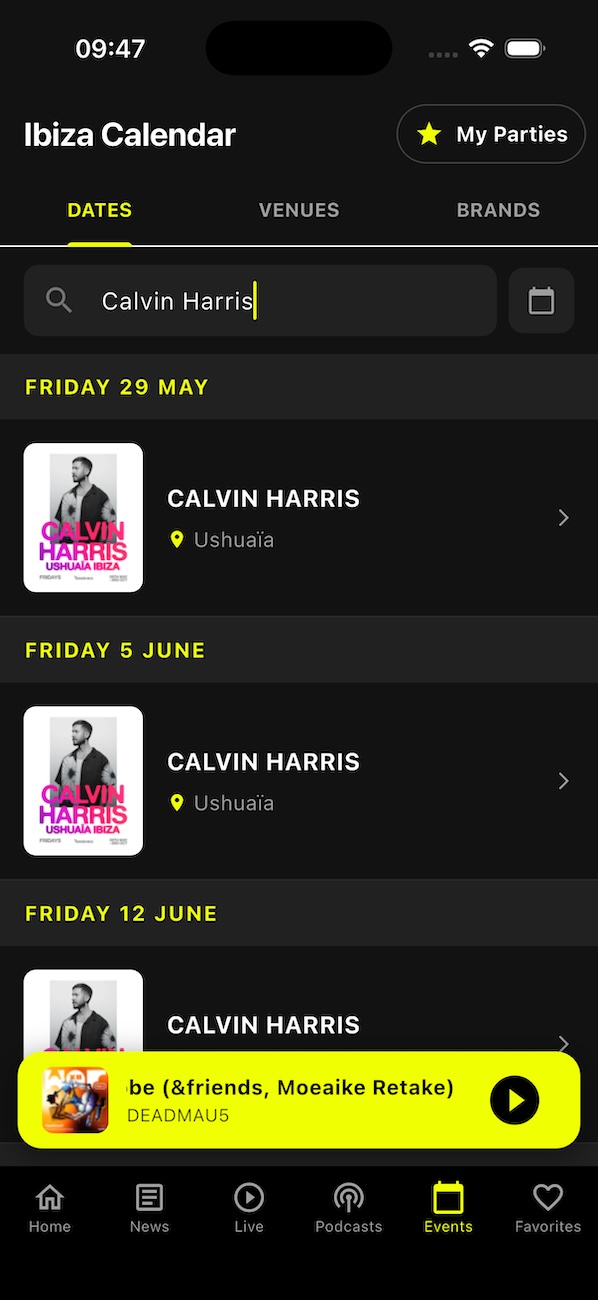 Follow your favorite artists on Ibiza 1